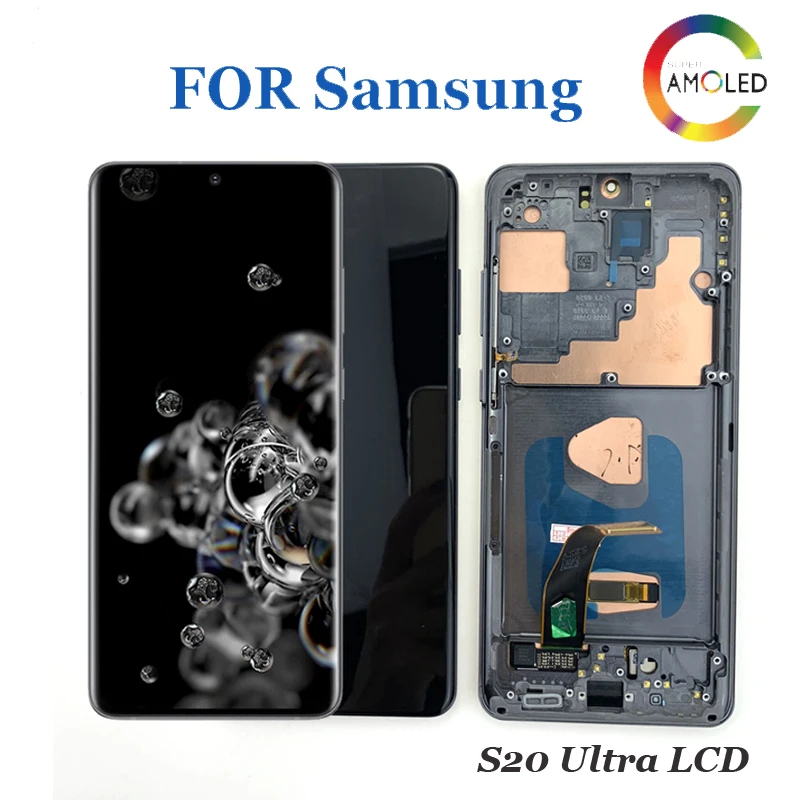 

Оригинальный дисплей Super AMOLED 6,9 дюйма, сенсорный экран для Samsung Galaxy S20 Ultra G988 G988F G988B/DS, ЖК-дисплей с рамкой, экран