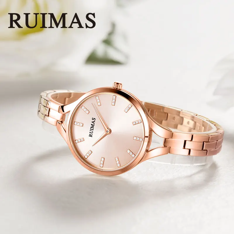 Женские часы Relogio Feminino Ruimas 2019 кварцевые ультра тонкие золотые из нержавеющей