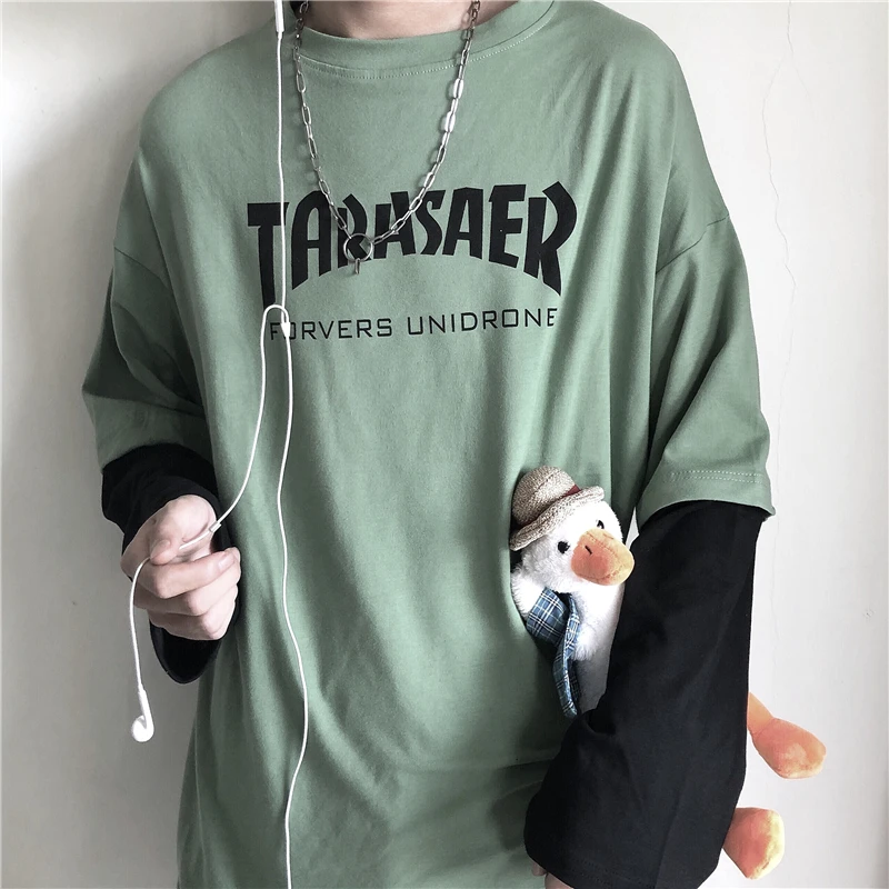 Черно-белая футболка в стиле хип-хоп для мужчин и женщин принт с надписью