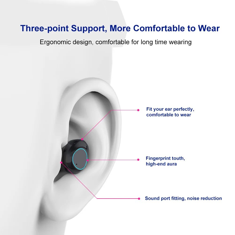 Bluetooth гарнитуры TWS беспроводные вакуумные стереонаушники Touch Mini черные наушники