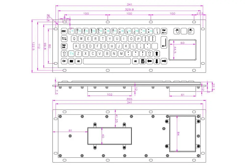 Custom Metal Button Industrial Touchpad Keyboards Brushed Stainless Steel Keyboard For Kiosks Banking Medical CNC Machine