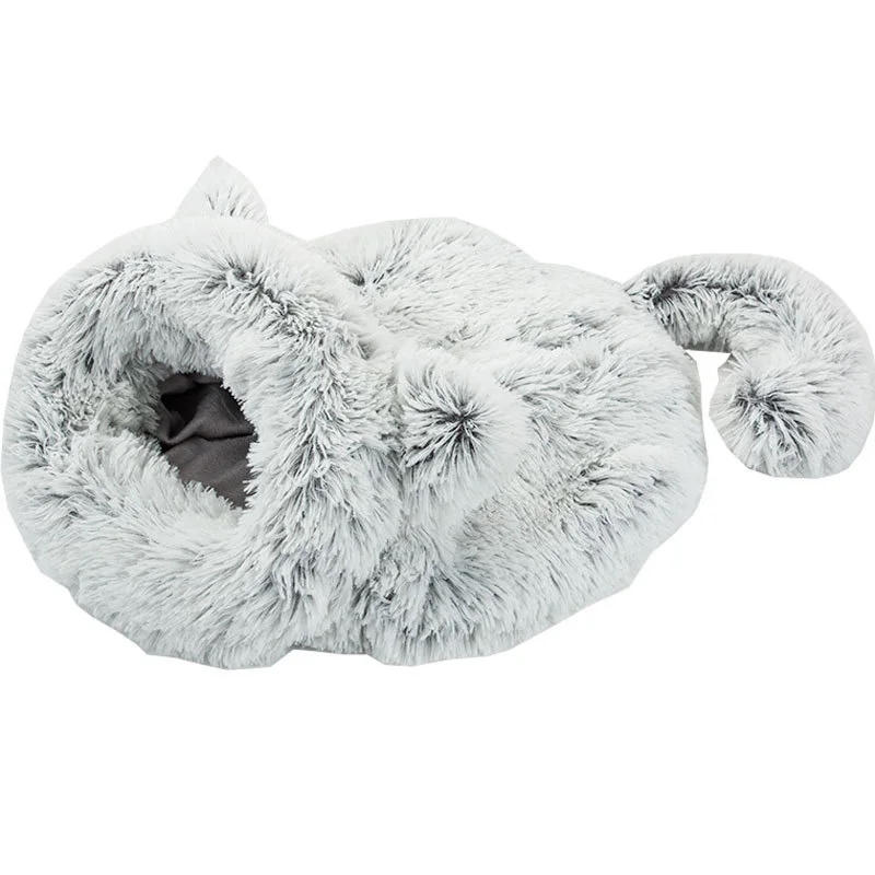 Съемный и моющийся длинный плюшевый спальный мешок для кошек щенок маленькие