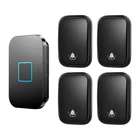 Автономный беспроводной дверной звонок CACAZI, водонепроницаемый, 150 м, пульт дистанционного управления, 4 кнопки, 1 приемник, светодиодный, для умного дома, звонка, ворот, звонка, 220 В