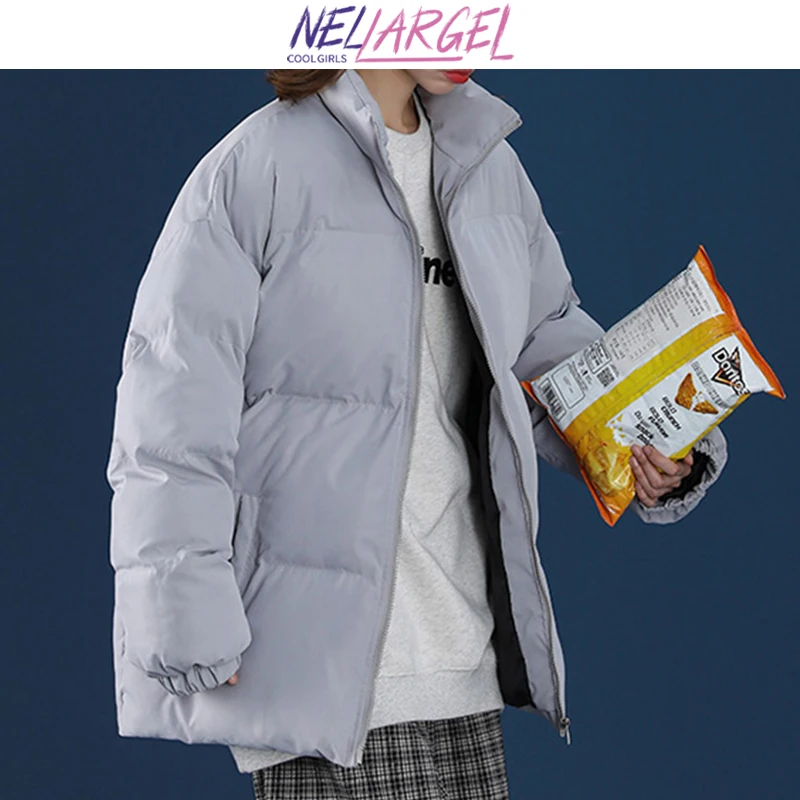 NELLARGEL Women Winter Harajuku Puffer Jacket Parkas 2022 Femal Thick Colorful Korean Bubble Coat Girl Black Bomber | Женская одежда