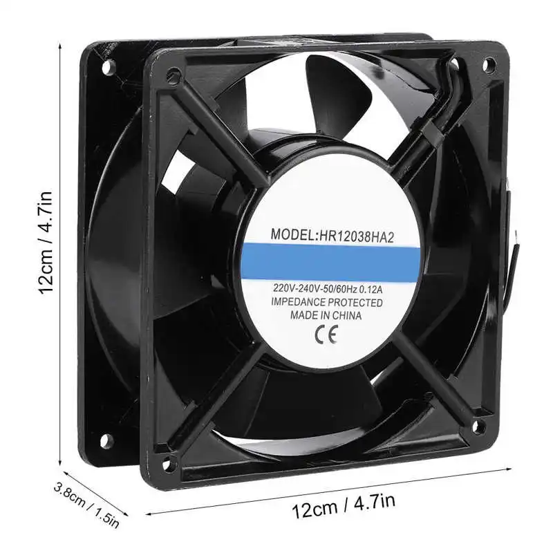 

AC220V to 240V 0.12A Mini Cooling Fan Heatsink Cooler Accessory for Industrial Chassis 12x12x3.8cm