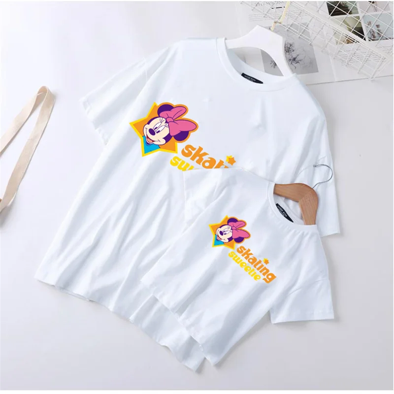 

New Fashion Family Matching T Shirts Short Sleeve Mickey Mouse Printed Mommy And Me Father Son Kids Tshirts Family Look Outfits