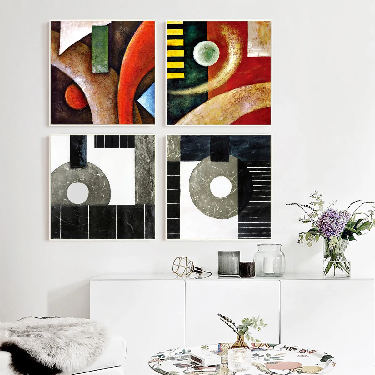 Абстрактный Красочный геометрический постер холст печать живопись настенное