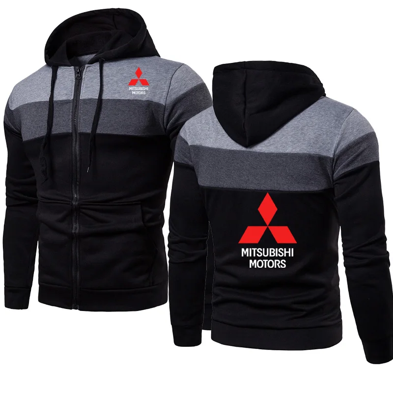 

Fashion Casual Men's jackets Mitsubishi Car Logo Printing Spring Autumn Splicing Cotton Sweatshirt High Quality Men's Zip Jacket