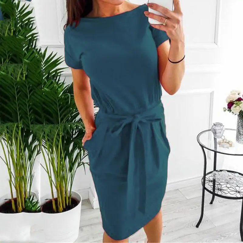 2021 размера плюс летнее платье для женщин с коротким рукавом Свободные вечерние