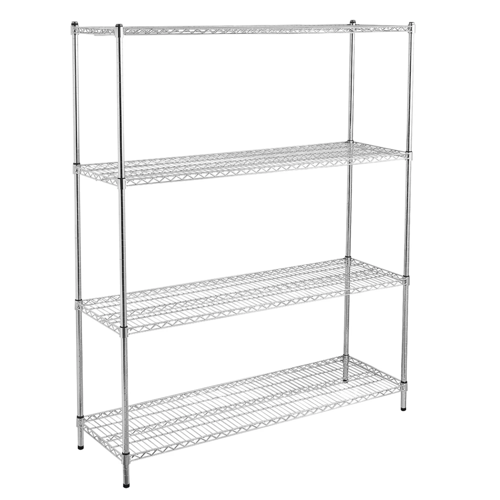 

4-Tier Heavy Duty Adjustable Wire Shelving Storage Stand Rack Chrome Corrosion Dirt Resistance Durability[US-Stock]