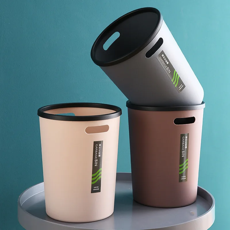 

Household Trash Can Large Toilet Bathroom Waste Bin Kitchen Living Room Bedroom Office Trash Can with Pressure Ring Garbage Bin
