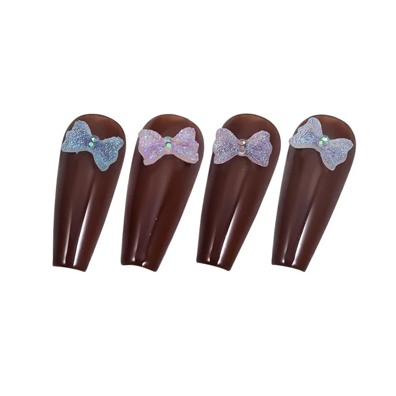 

10 Pieces of Nail Art with Diamond Bowknot Three-dimensional Grainy Crystal Illusion Super Flash DIY Nail Art Resin Decorations