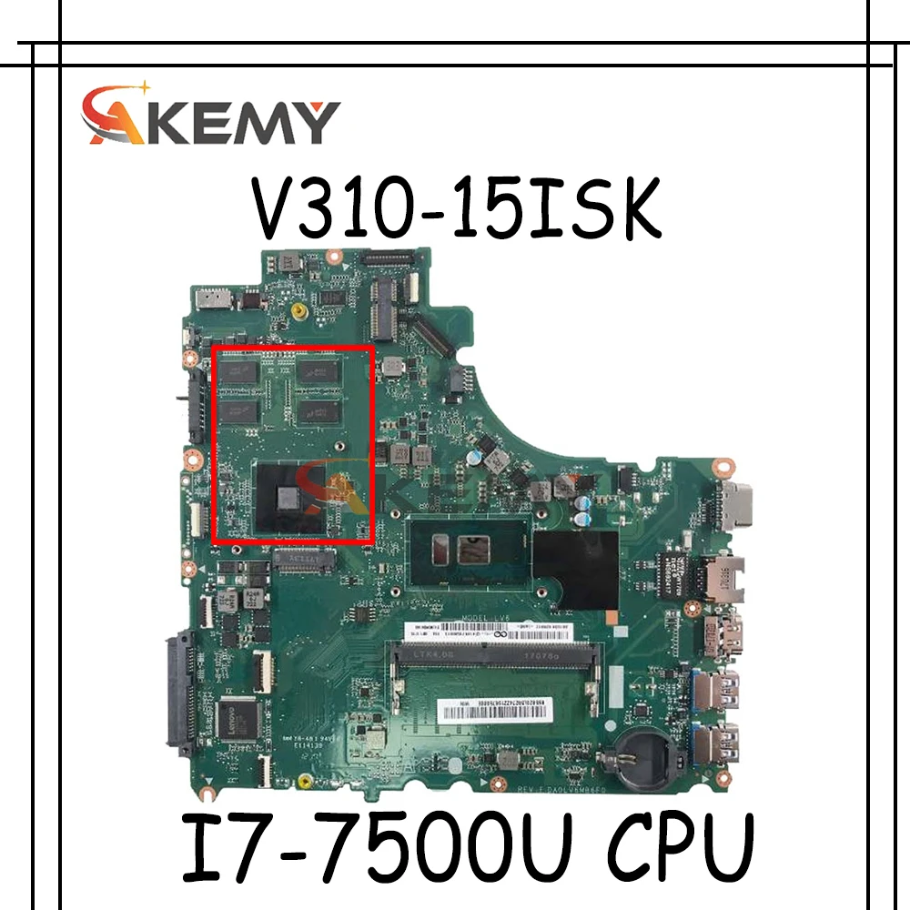 

High quality 5B20M31659 for Lenovo Ideapad V310-15ISK Laptop Motherboard DA0LV6MB6F0 SR2ZV I7-7500U 100% Tested