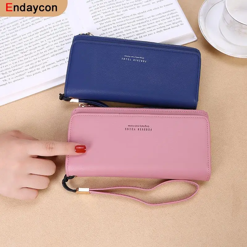 Модный женский длинный кошелек из искусственной кожи на запястье с держателем