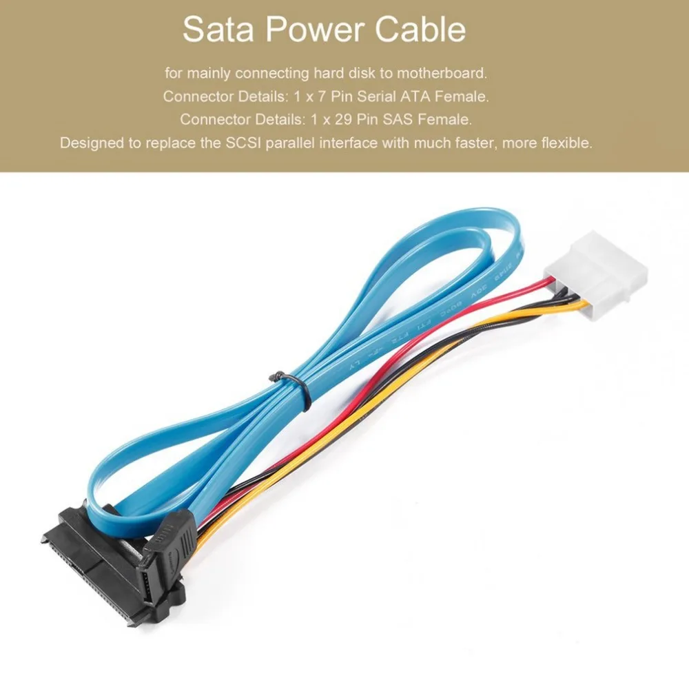 Адаптер Sas Sata 70 см 7 Pin Serial Ata Naar 29 En 4 разъем адаптера питания kabel Koord Draad|Компьютерные
