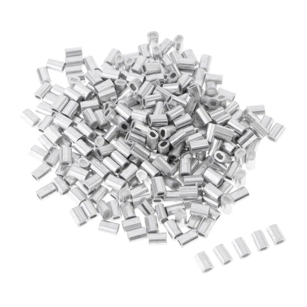 100Pcs Aluminum Fishing Crimp Sleeves Barrel Crimping Loop Sleeve Fishing Line Crimping Tube Connector Accessories 0.8-1.5mm