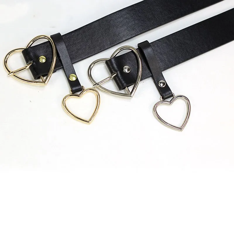 Ремень женский из искусственной кожи с металлической пряжкой-сердечком