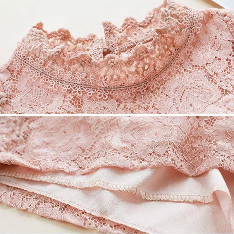 Drop Shipping Fashion New Lace Shirt O-neck Short Sleeve Jacquard Hollow T-Shirt Style Pure Color Top For Women | Женская одежда