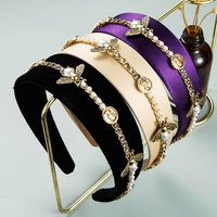 vintage luxury pearl gem bee wide headband full pearl metal headwear hair accessories crown baroque retro metal flower hairbands