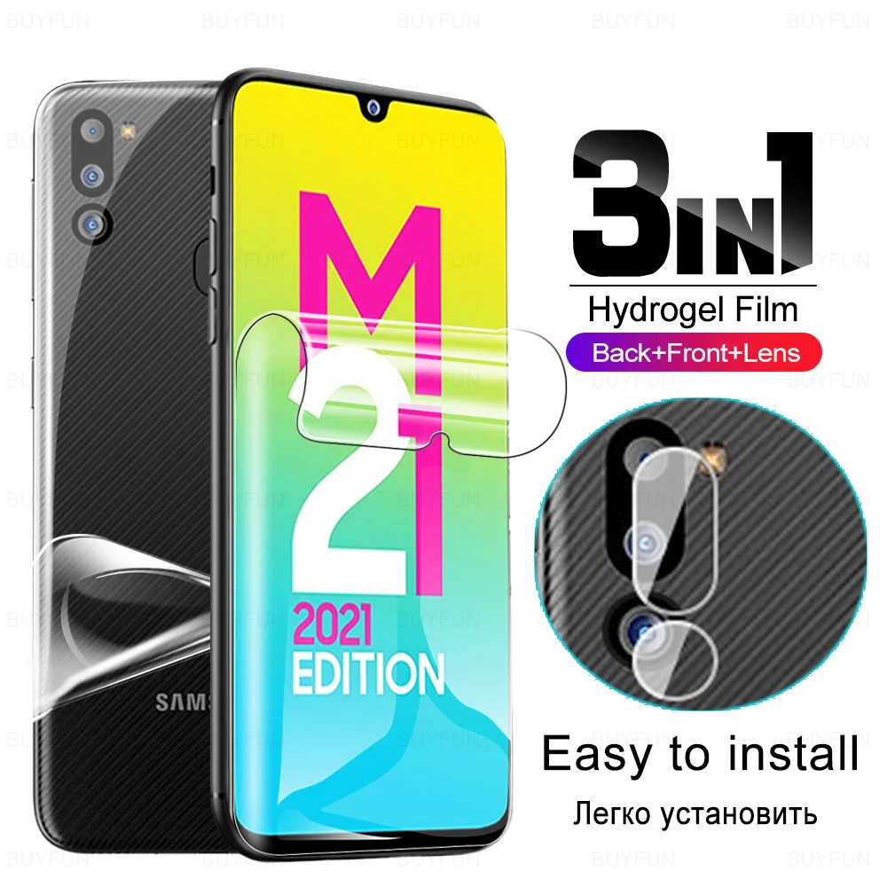 

3in1 Screen Back Hydrogel Film For Samsung Galaxy M21 2021 M11 M12 M21s M31 S M31s M32 Camera Lens Protector No Protective Glass