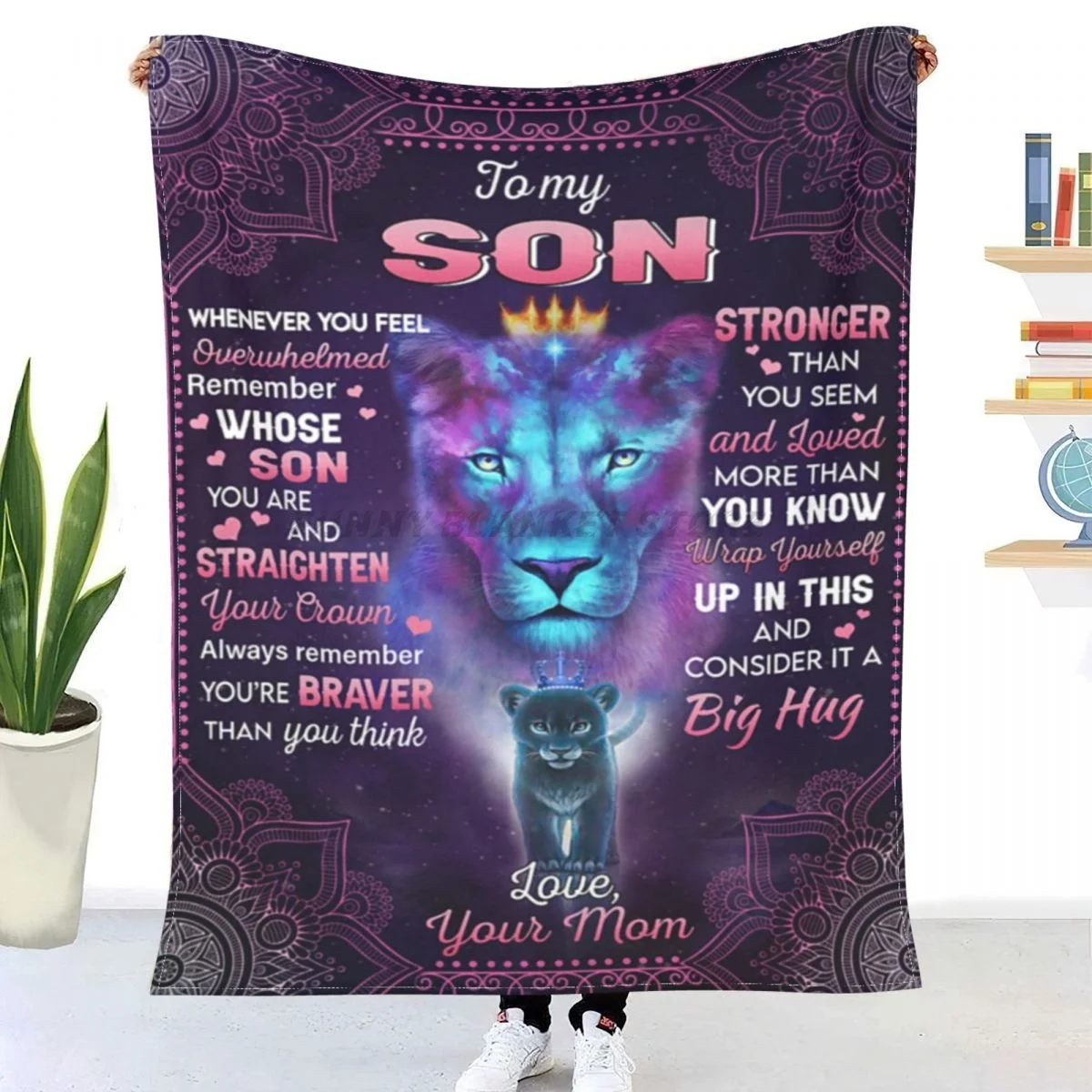 

BIG HUG ; LOVELY GIFT FOR SON Sherpa Blankets Ultra Soft Flannel Fleece Throw Blankets for Couch Sofa Bed