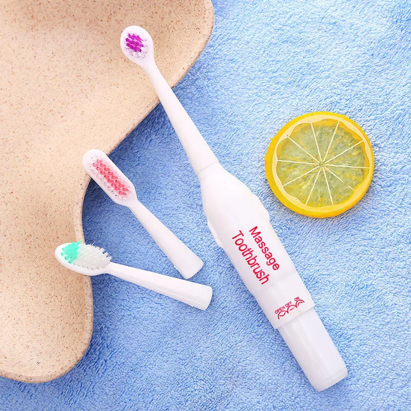

1pcs Portable Electric Toothbrush Vibrate Massage Massager Oral Cleaning Tooth Whitening Waterproof With 3 Brush Heads
