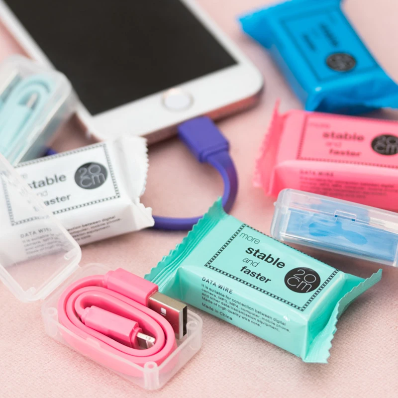 Забавные конфеты пакет кабели 20 см Тип C Micro USB быстрая зарядка данных Usb кабель