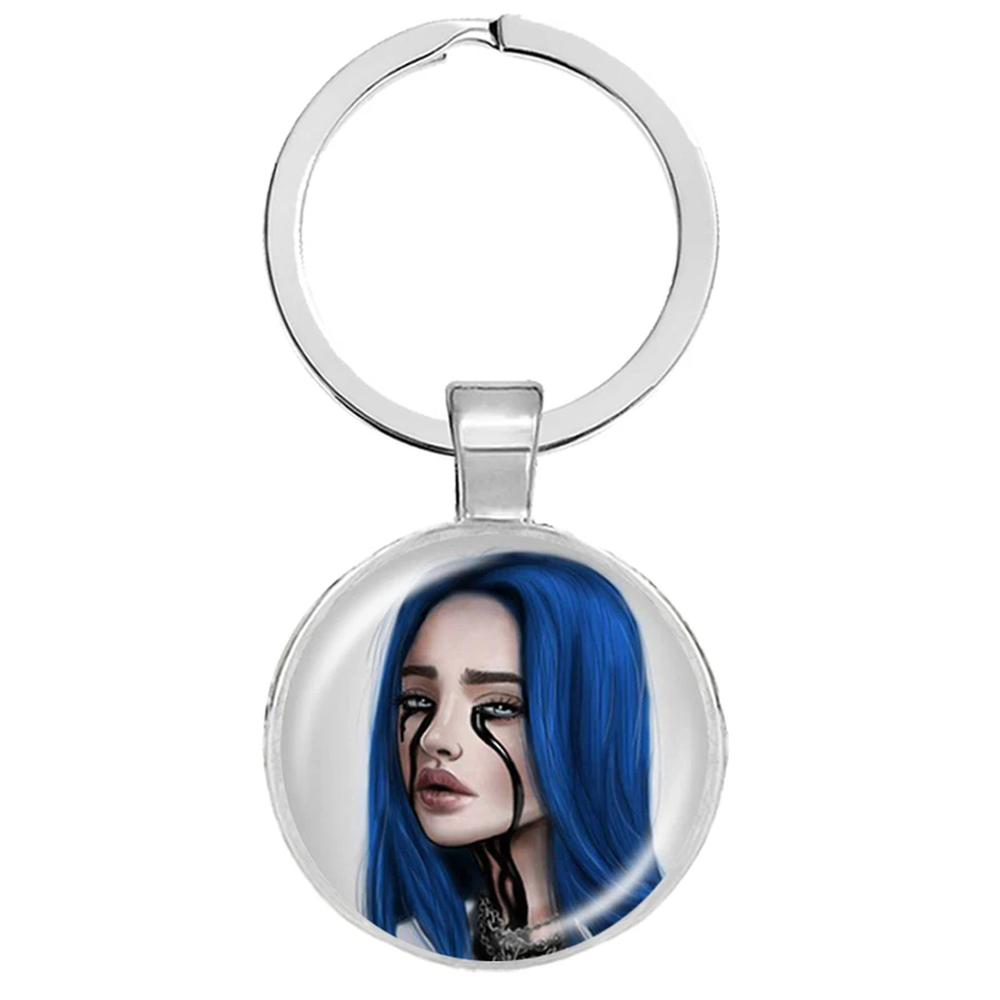 Брелок для ключей в стиле хип-хоп Billie Eilish Young Singer Забавный портрет новое поколение
