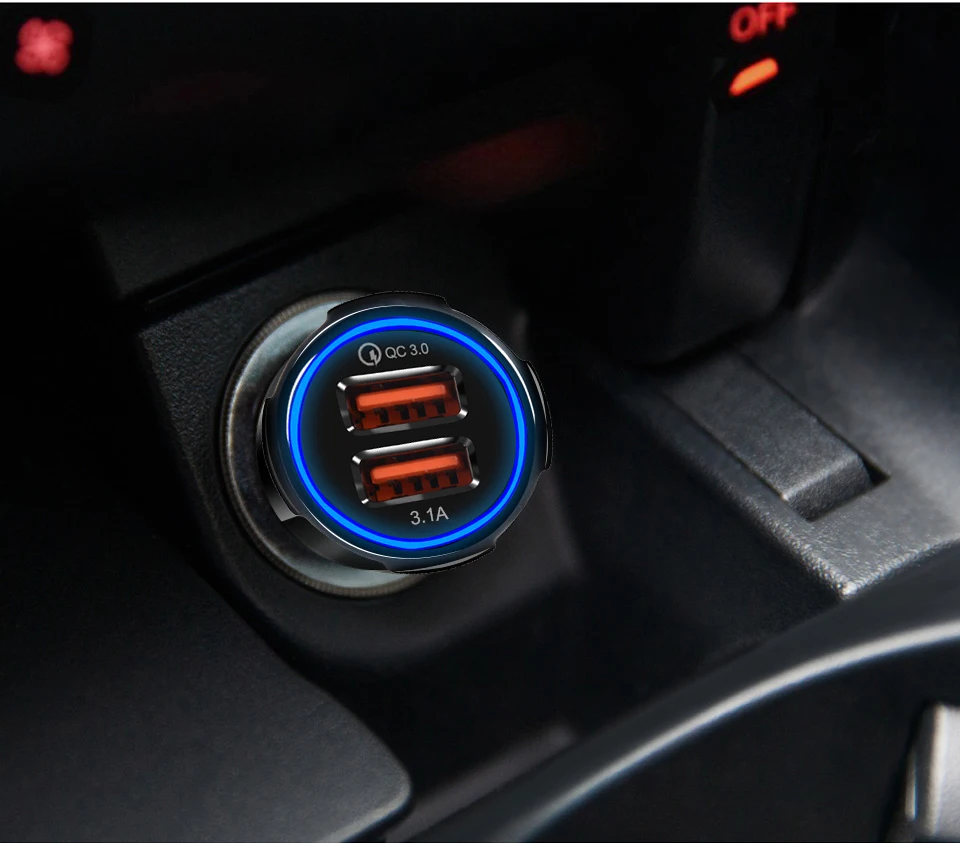 Автомобильное зарядное устройство QGEEM Dual USB QC 3,0, быстрая зарядка 3,0, автомобильное зарядное устройство, 2 порта, USB портативное зарядное устройство для iPhone Xiaomi