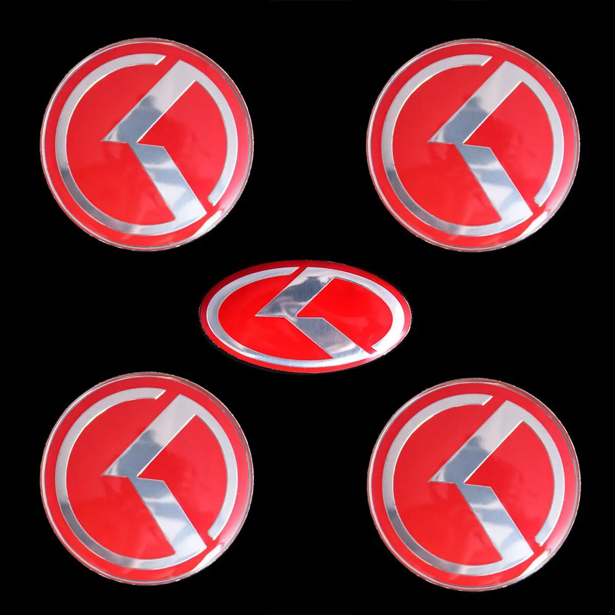 

5x Red Silver K Logo Car Steering Wheel Center Cap Emblem for Kia Optima Rio