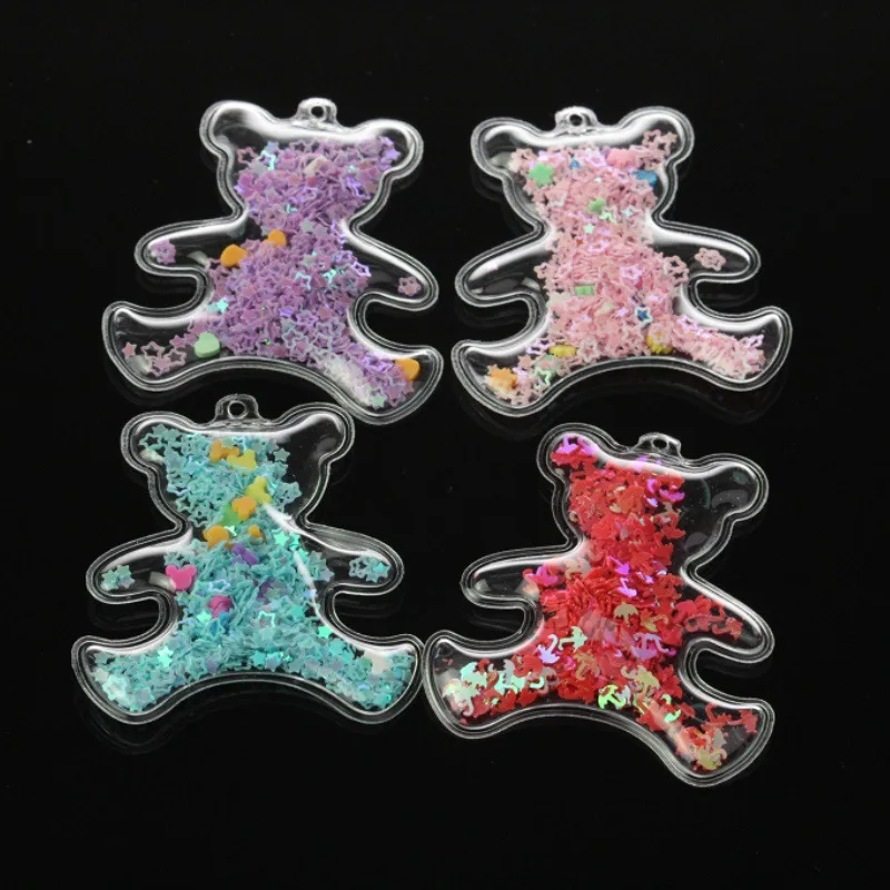 10 шт./лот ПВХ прозрачный мультяшный медведь с блестками аппликации для рукоделия