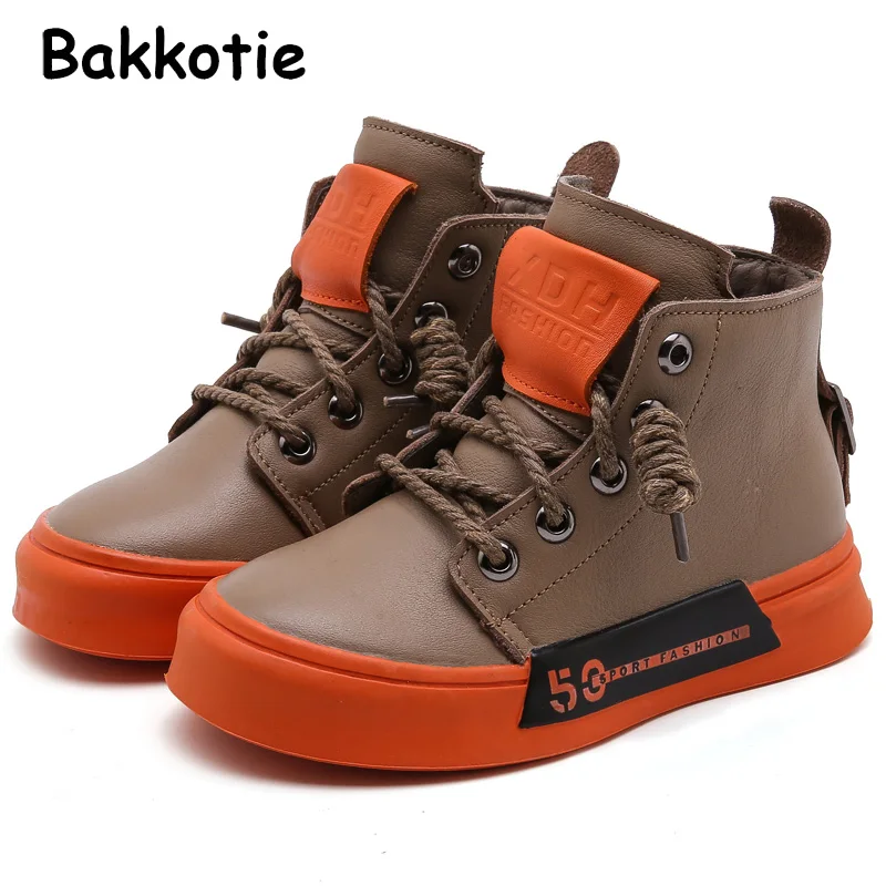 Bakkotie 2019 Kids Winter Baby Boys Genuine Leather Shoes Children High Top Sneakers Girls Casual Sport Trainers Toddler | Детская