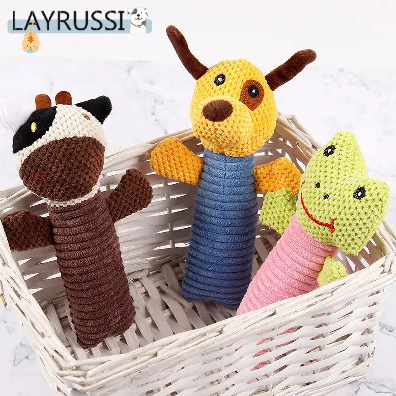 

LAYRUSSI Plush Squeaking Pet Toy Dog Cat Plush Squeak Sound Dog Toys Pet Puppy Chew Toys Cartoon dog frog Cattle Squeaky Toys