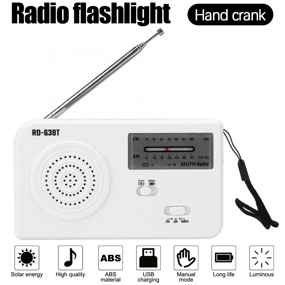 

Многофункциональный ручной радиоприемник на солнечной батарее с питанием от ed AM/FM-радио с аварийной сигнализасветодиодный светодиодным фо...