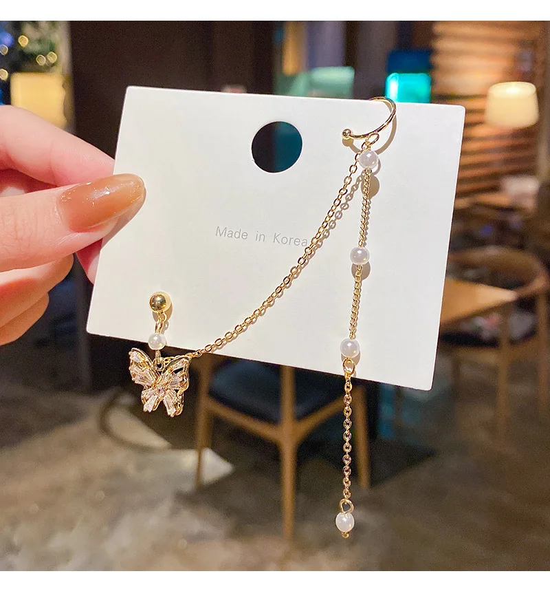

Butterfly zircon earrings for women chain fashion earrings wholesale boucle doreille femme 2020 pendientes largos mujer