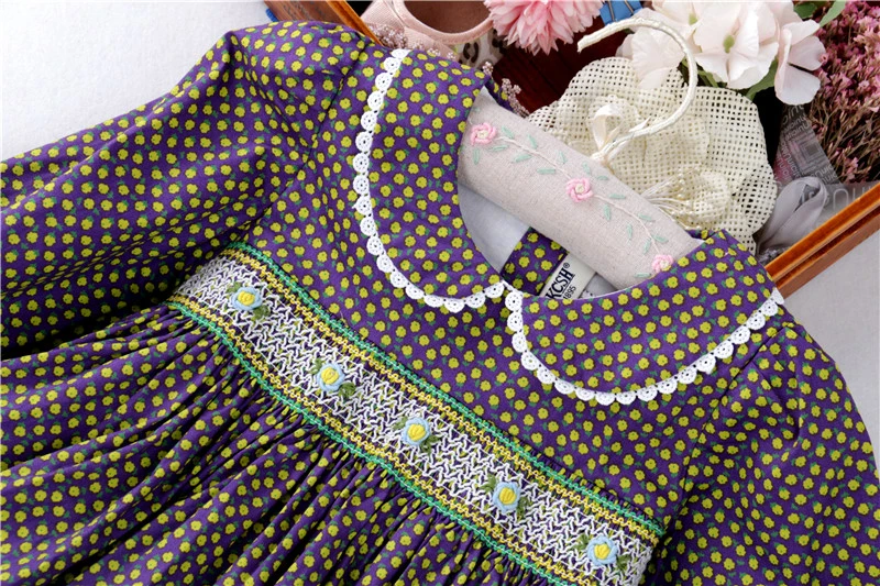 Весеннее платье для маленьких девочек хлопковое ручной работы с длинными