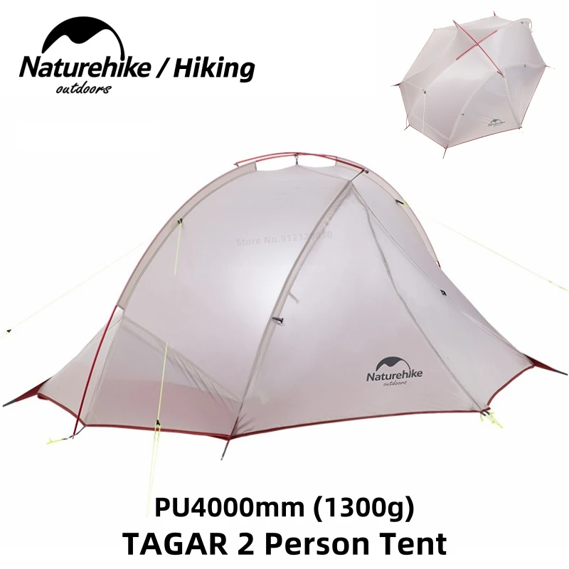 Палатка Naturehike туристическая на 2 человек, нейлоновая Ультралегкая водонепроницаемая, на одного пола, 20D, для отдыха на открытом воздухе и походов, 2021 - изображение
