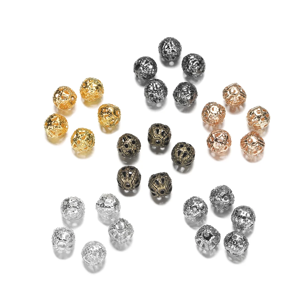 

10-200pcs/lot Round Crimp Spacer Beads Caps Seed Spaced Apart Beads For Bracelet Necklace DIY Jewelry Making Findings Supplies