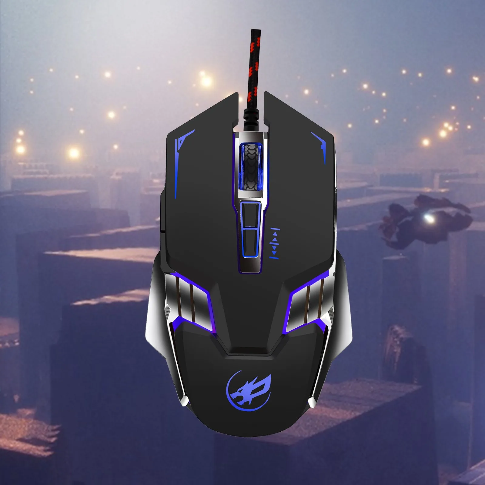 

Free Shipping Q-9 3200dpi 7color Light Wired Usb Metal Bottom 7d Metal Gaming Mouse Ergonomic office mouse Ratn con cable