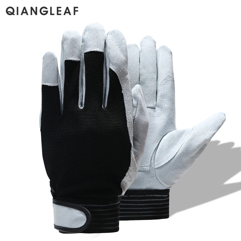 QIANGLEAF Кожаные Рабочие дышащие перчатки для вождения Садоводство Перчатки