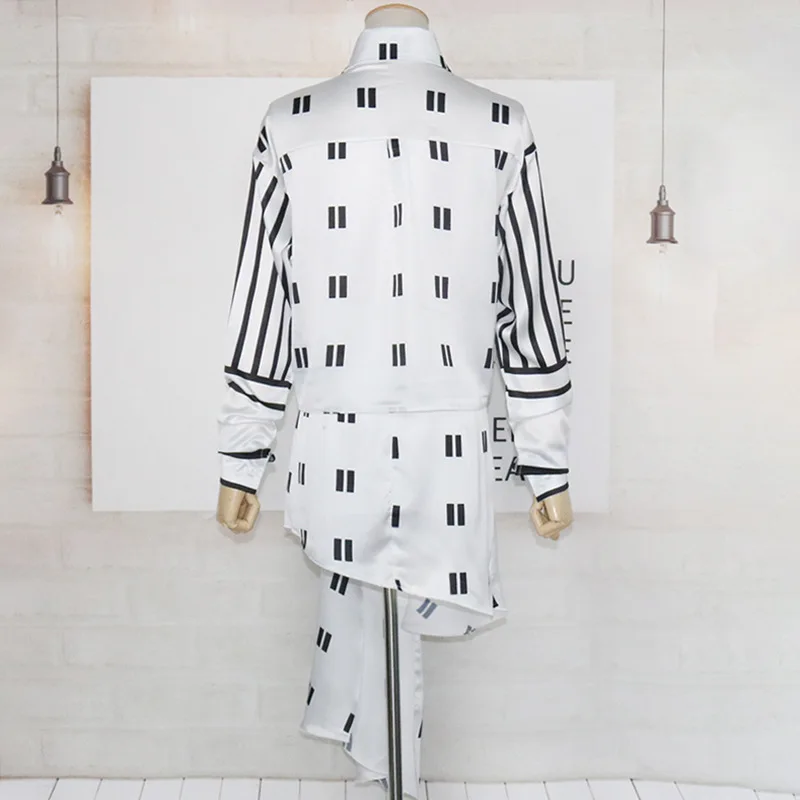 

Chic Print Design Bandage Blouses Dresses for Women Temperament Irregular Lace Up One Piece Fashion Ruffles Vestidos Female 2021