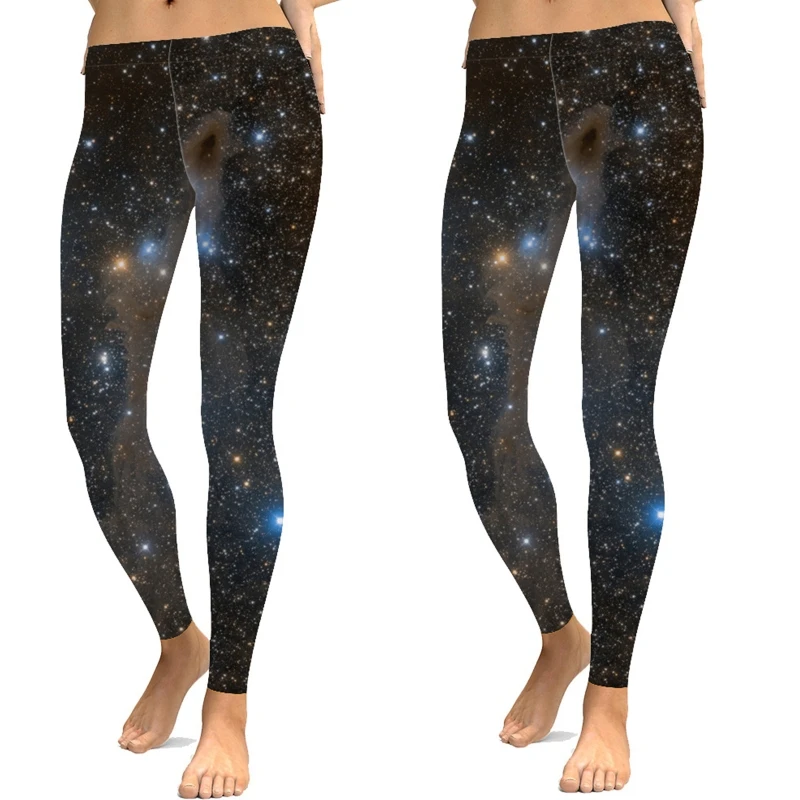 

Women Starry Sky Digital Print Leggings Mid Waist Skinny Long Pants Sport Tights M5TE