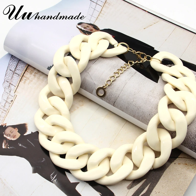 Африканская белая бежевая акриловая кубинская цепочка чокер ожерелье для женщин