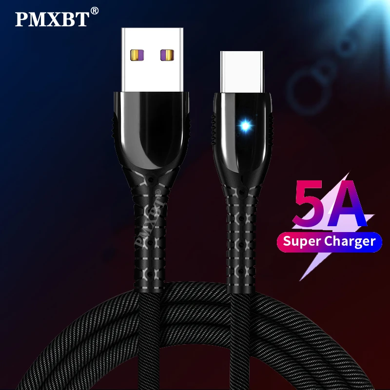 

5A 1.2m USB Type C Cable Super Fast Charging Mobile Phone USB-C Charger Type-C Data Cord For Samsung Xiaomi Redmi Huawei Honor 9
