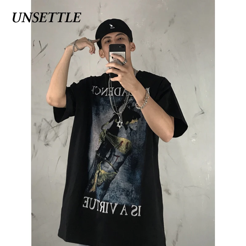 UNSETTLE 2020SS Футболка Harajuku летняя Мужская/женская футболка с принтом в стиле хип хоп