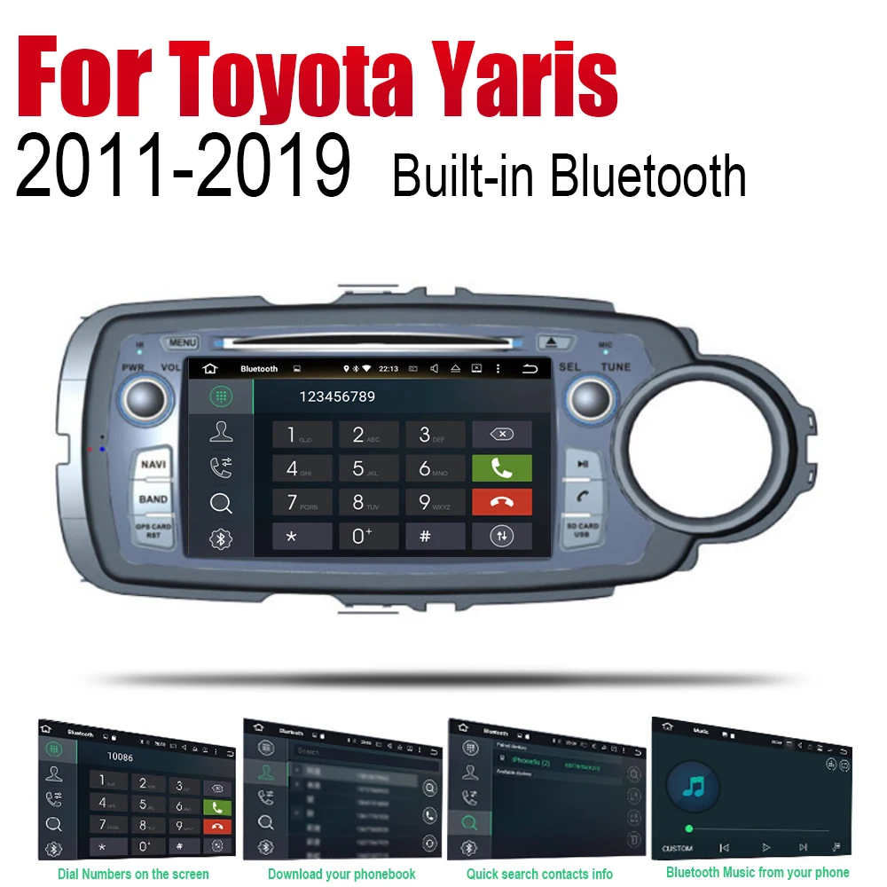 Для Toyota Yaris 2011 2012 2013 2014 2015 2016 2017 2018 2019 Android Авто Радио DVD Автомобильный