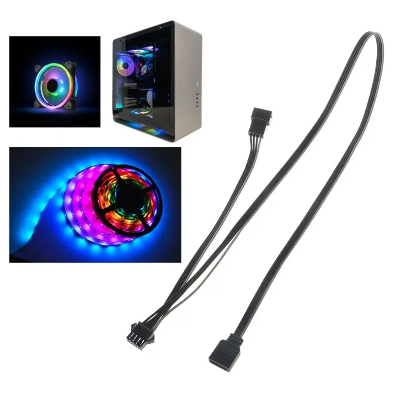 12V 4Pin RGB Соединительный кабель с разъемом кабеля PC чехол вентилятор Светодиодные
