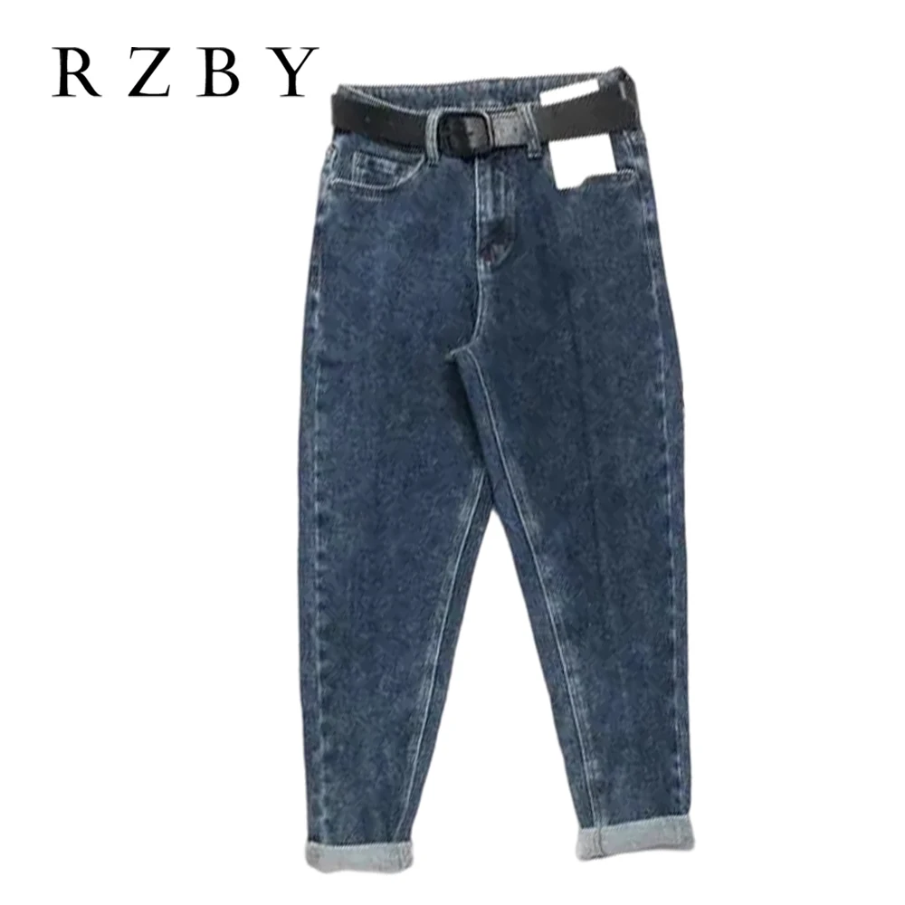 

Women Thick Jeans Winter Velveteen Harem Denim Pants High Waist Pantalones De Mujer Warm Solid Female Casual Steetwear RZBY571