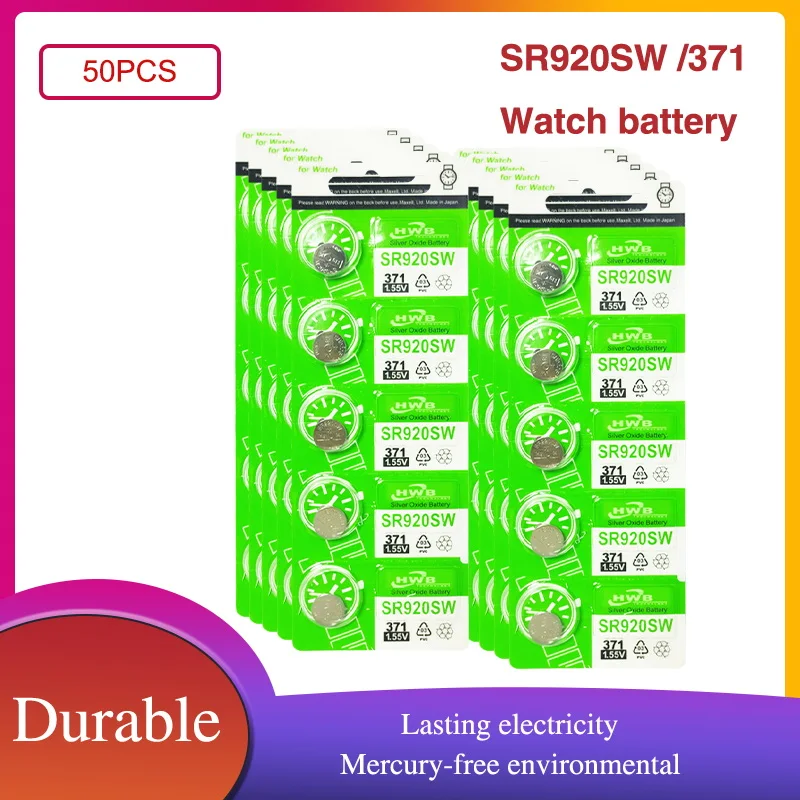 

50PCS 371 SR920SW AG6 920 LR920 LR69 171 370A 371A 1.55V Silver Oxide Battery For Watch Calculator Button Cell