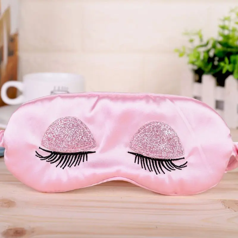 

Eyeshade Eye Patch Womens Imitation Silk Glitter Sequins Long Eyelash Embroidery Sleeping Eye Mask